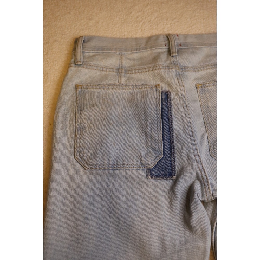 BDG Urban Outfitters Mens Bow Fit Patchwork Distressed Light Wash Jeans 30x30 - Picture 5 of 8